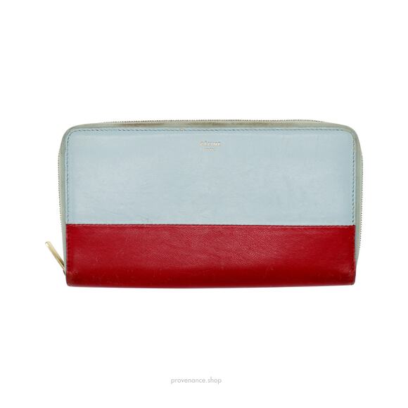 🔴 Celine Multifunction Zip Wallet - Sky Blue/Red - Picture 1 of 7